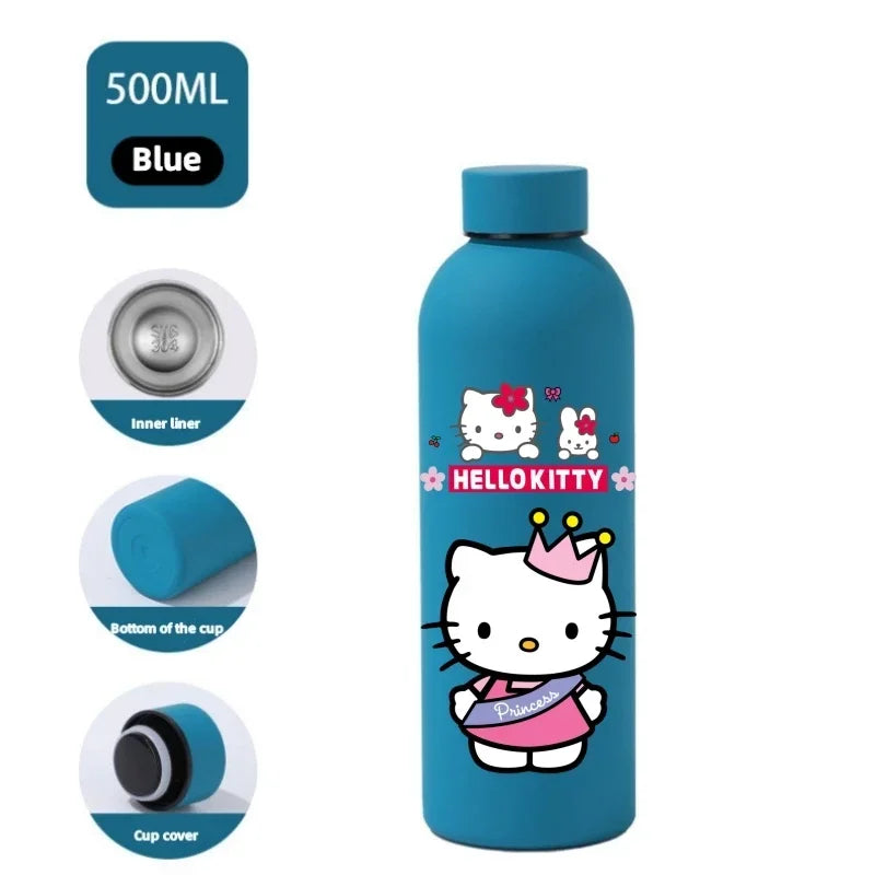Sanrio 500 ML Thermos Mug Hello Kitty Cartoon 304 Stainless Steel Portable Water Cup Travel Water Bottle Kawaii Cups Kids Gifts