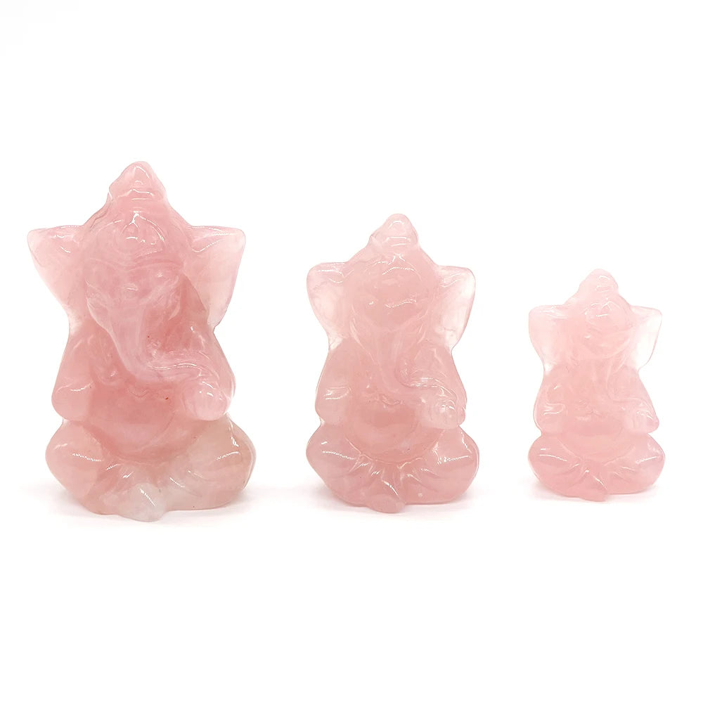 Ganesa Elephant Buddha Statue Natural Healing Crystal Chakra Spiritual Stone Carved Maitreya Figurine Crafts Home Lucky Decor