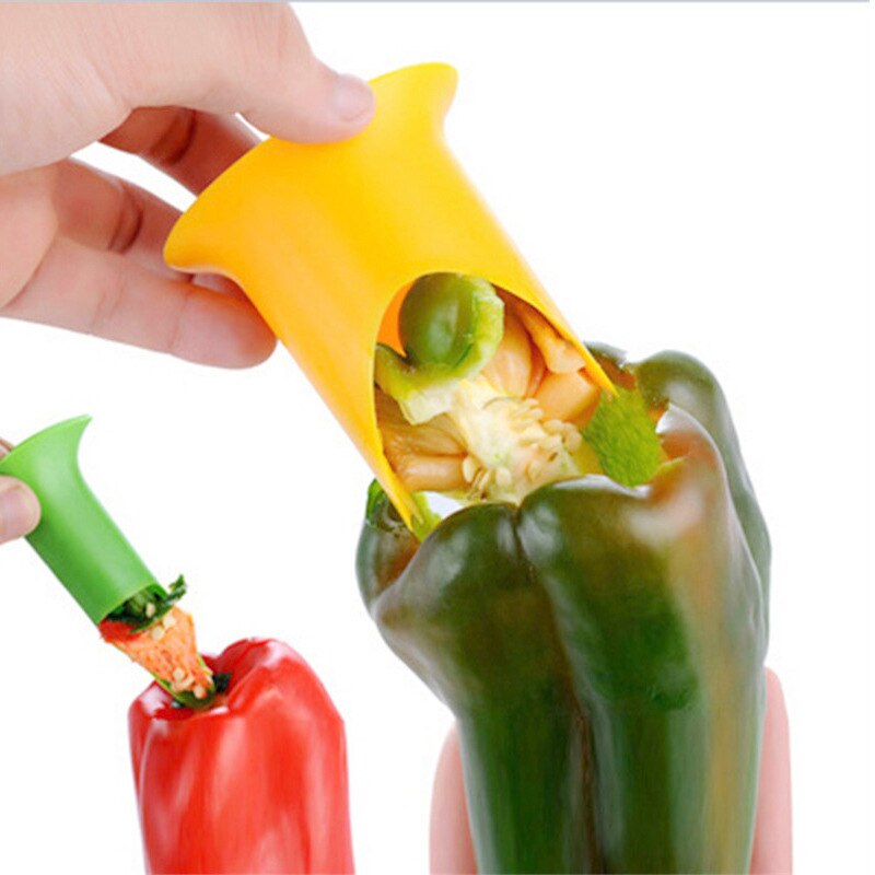 2Pcs/set Pepper Chili Corer Seed Remover Green Pepper Tomato Coring Device Slicer Fruit Peeler Vegetable Kitchen Utensil