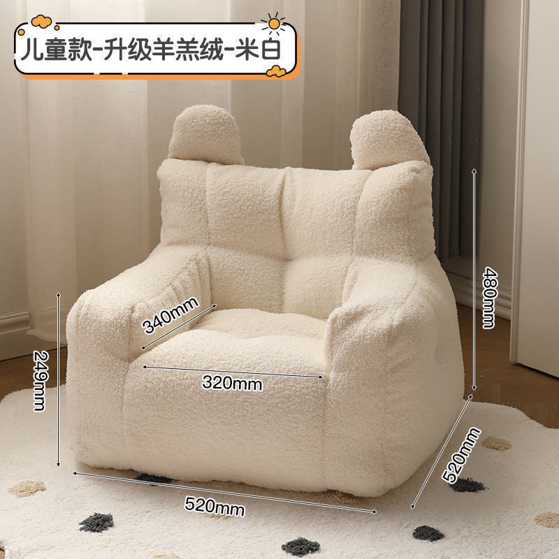 INS Cute Lazy Sofa Mini Bean Bag Lamb Velvet Casual Seat Cartoon Children's Sofa Reading Tatami Kids Furniture