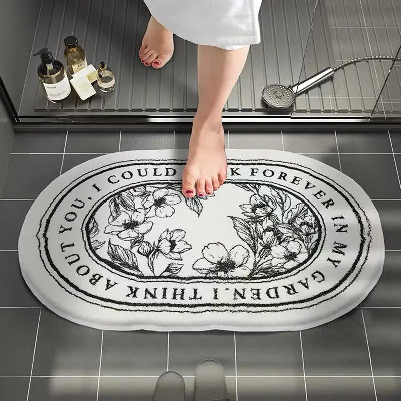 Non-Slip Bath Mat Floral Doormat Absorbent Carpets Entrance Rug Balcony Floor Mats Living Room Bathroom kitchen decor plush Rugs
