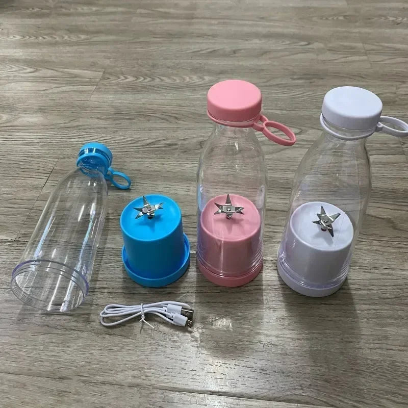 Mini Portable Electric Fruit Juicer Manual Wine Bottle Juicing Cup Small 6-Blade Rechargeable Vegetable Juicer Blender Mixer