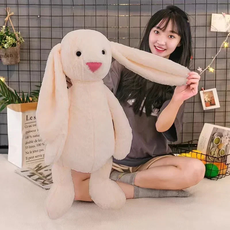 Cute Easter Rabbit Plush Toy Long Ear Bunny Stuffed Animal Soft Cotton Sleeping Mate for Boys and Girls