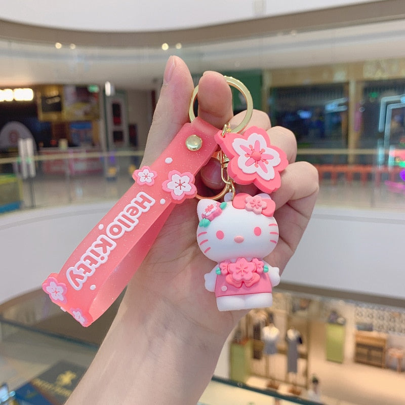 Kawaii Hello Kitty Keychain Sanrio Anime Cartoon Melody Kuromi Cinnamoroll Toys Cute Pendant Dolls Car Key Ring Girl&Child Gifts
