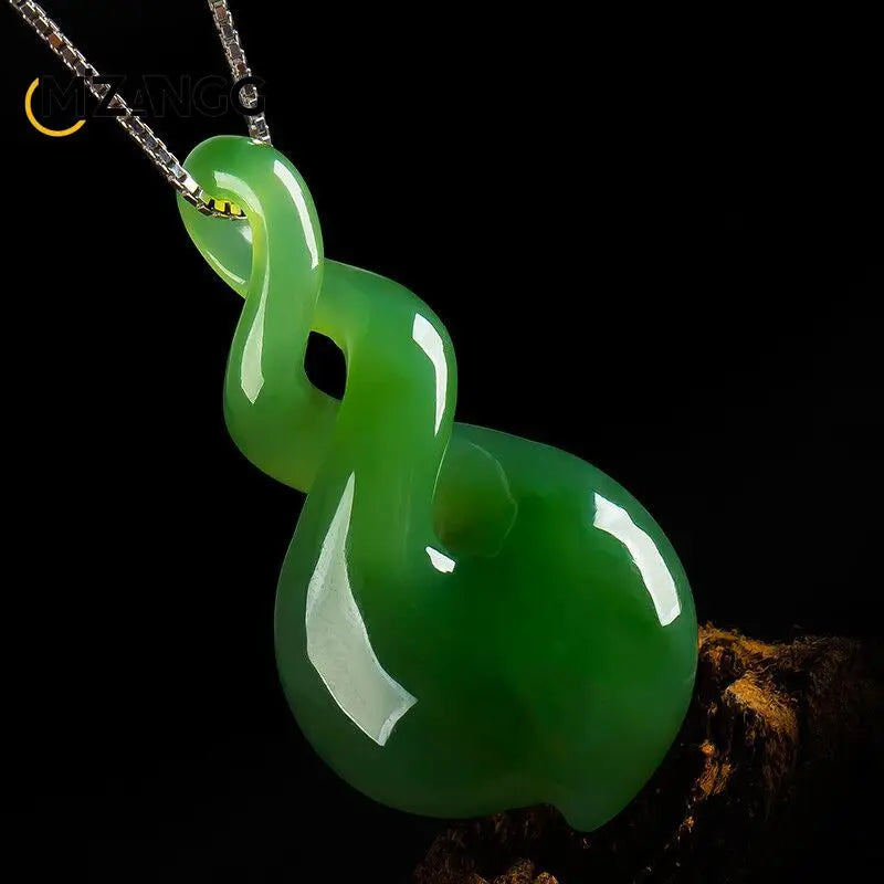 Natural Hand-carved Green Jade Pendant Lucky Wealth Fashion Ladies Necklace Men Personalized White Jade Amulet Holiday Gift