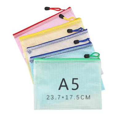 5PCS Stationery Storage Folder File Mesh Zipper Pouch A4 A5 A6 B4 B5 A3 B4 Document Bag Zip File Folders School Office Supplies