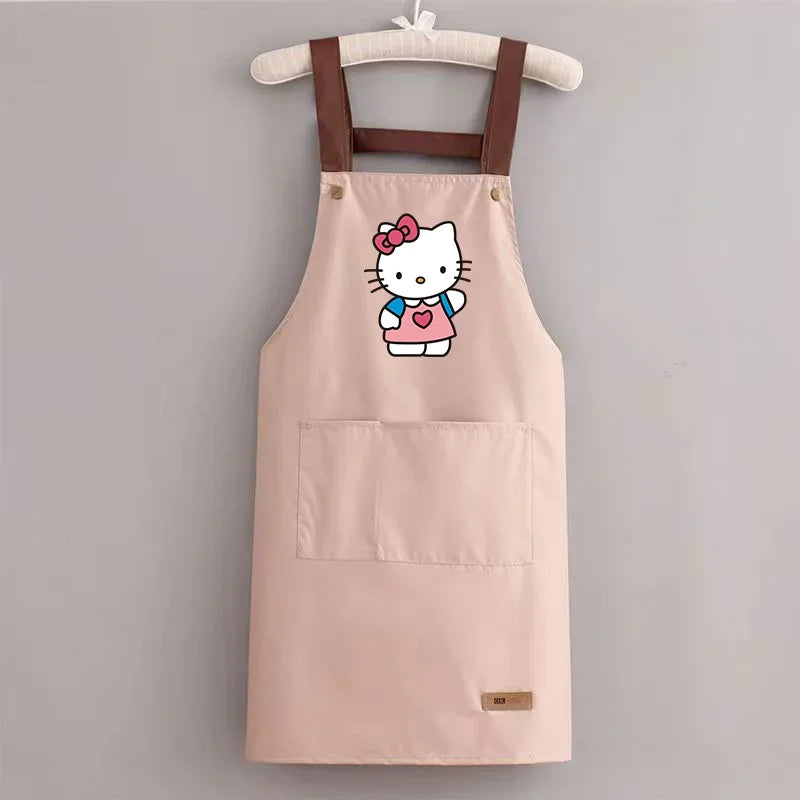 Sanrio Hello Kitty Kitchen Apron Waterproof Ladies Men Home Aprons Wipeable Oil Resistant Baking BBQ Restaurant Cafe Aprons Gift