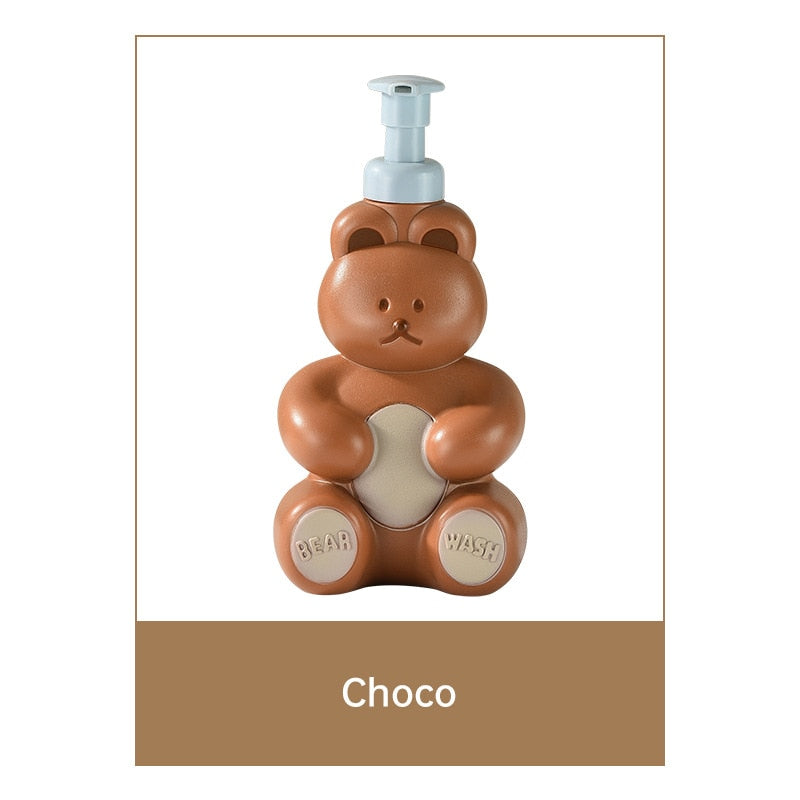 Cartoon Bear Foaming Soap Dispenser Bathroom Hand Sanitizer Shampoo Shower Gel Refillable Pump Bottle Making Foam Container