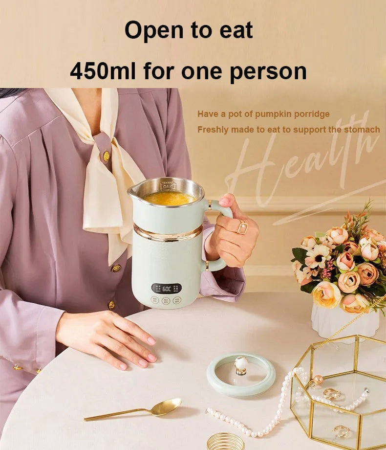 110V/220V Electric Kettle Thermal Stew Porridge Cooker Cup Soup Milk Heater Automatic Self Stirring Magnetic Mug Mixer Blender