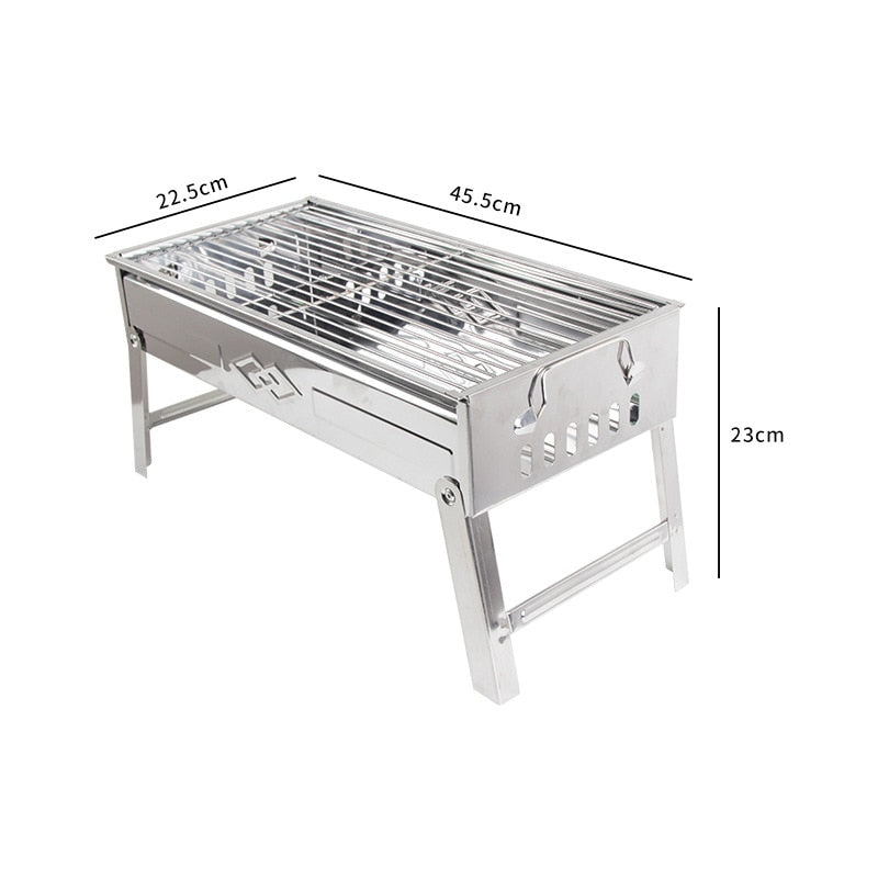 Portable Folding BBQ Grill Heating Stoves Multifunction Camping Barbecue Grill Rack Net Firewood Stove Stainless Steel BBQ Grill