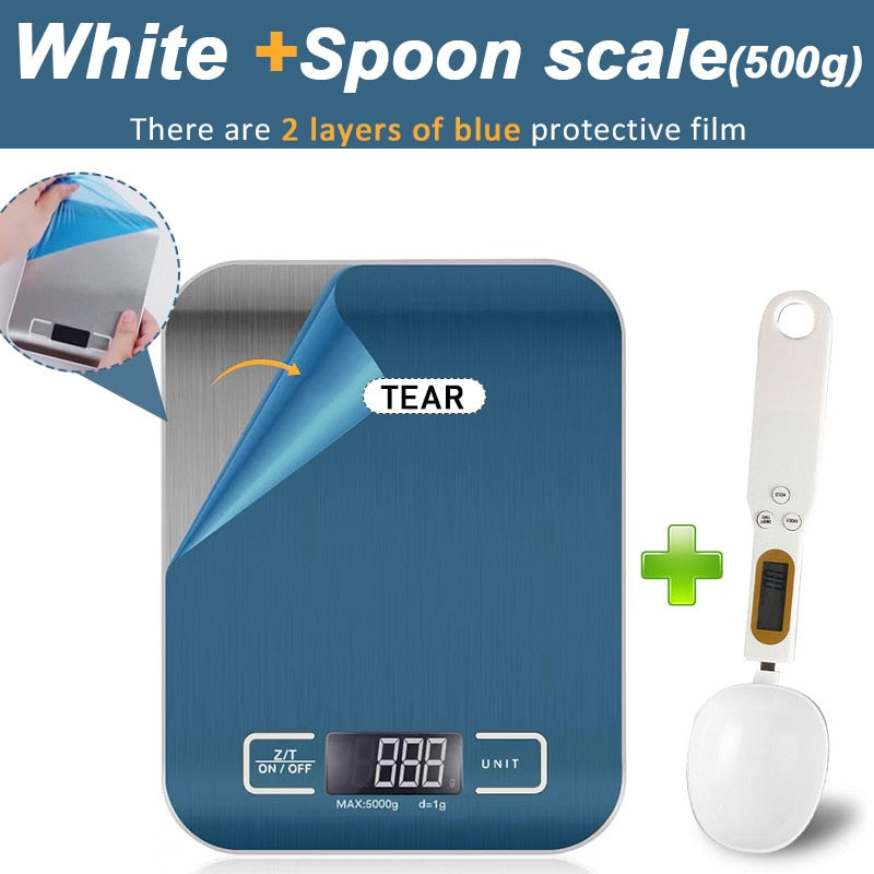 Kitchen Scale Digital 5/10kg 1g Electronic Weight Grams and Ounces Stainless Weighing Balance Measuring Food Coffee Baking Scale