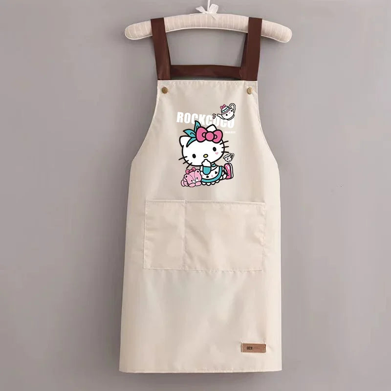 Sanrio Hello Kitty Kitchen Apron Waterproof Ladies Men Home Aprons Wipeable Oil Resistant Baking BBQ Restaurant Cafe Aprons Gift