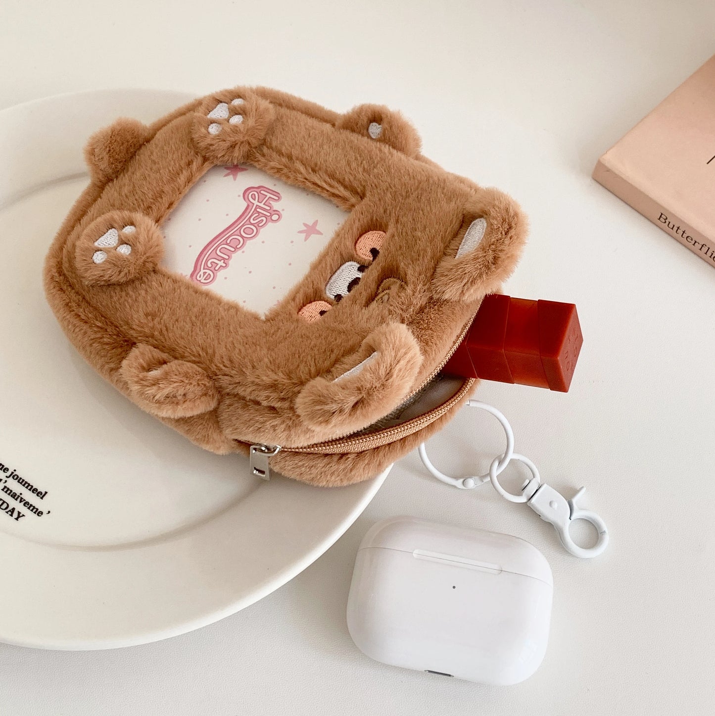 1pc Kawaii Animal Card Holder Bags Keychains Small Pouch Coin Purse Lips Storage Bag