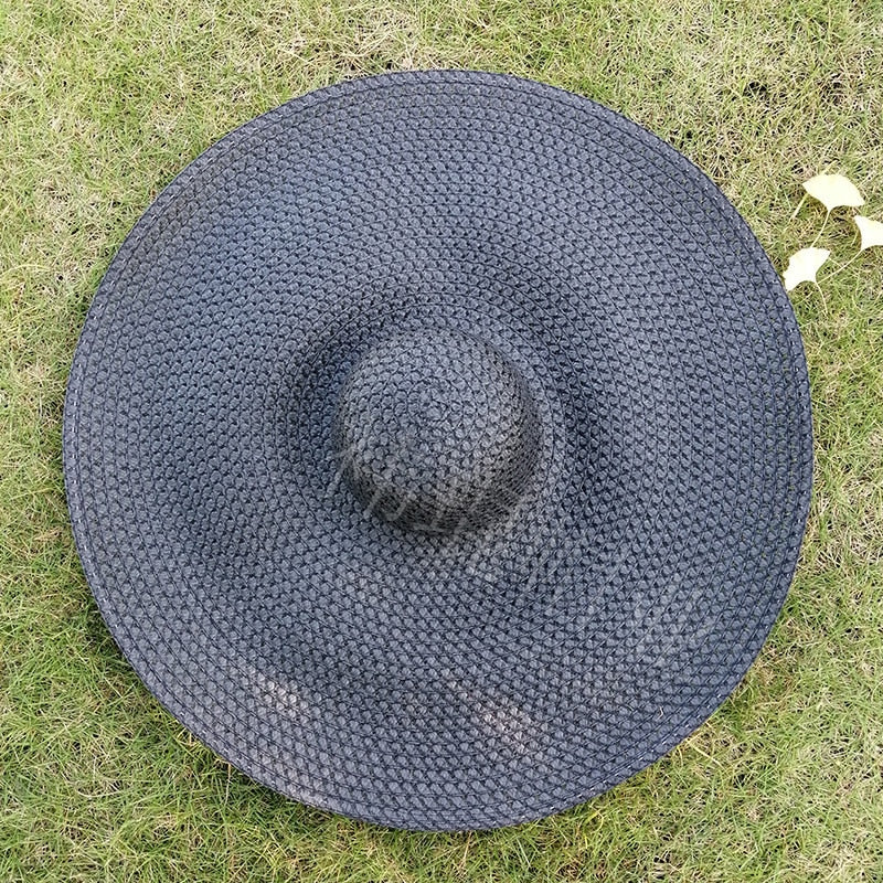 70cm Oversized Wide Brim Sun Hat Travel Large UV Protection Beach Straw Hats Women's Summer Floppy Foldable Chapeaux Wholesale