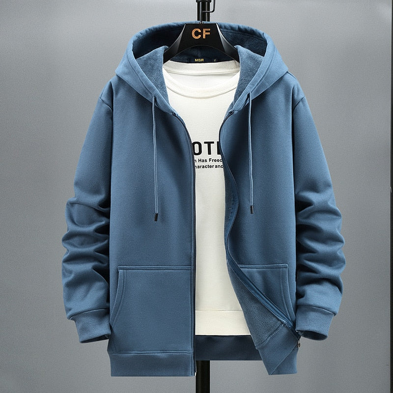 12XL 10XL Men's Fleece Outdoor Plus Size Man Hoodies Spring Autumn Polar Fleece Cardigan Hooded Sweater Jacket Men Sweatshirt