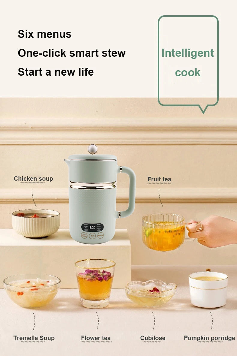 110V/220V Electric Kettle Thermal Stew Porridge Cooker Cup Soup Milk Heater Automatic Self Stirring Magnetic Mug Mixer Blender