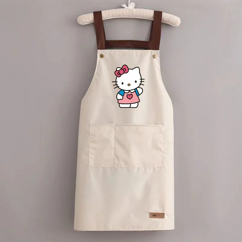 Sanrio Hello Kitty Kitchen Apron Waterproof Ladies Men Home Aprons Wipeable Oil Resistant Baking BBQ Restaurant Cafe Aprons Gift