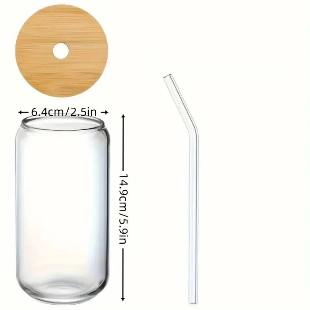 Bamboo covered glass straw drinking cup set of 8-550ml/18.7oz glass cup, iced coffee cup