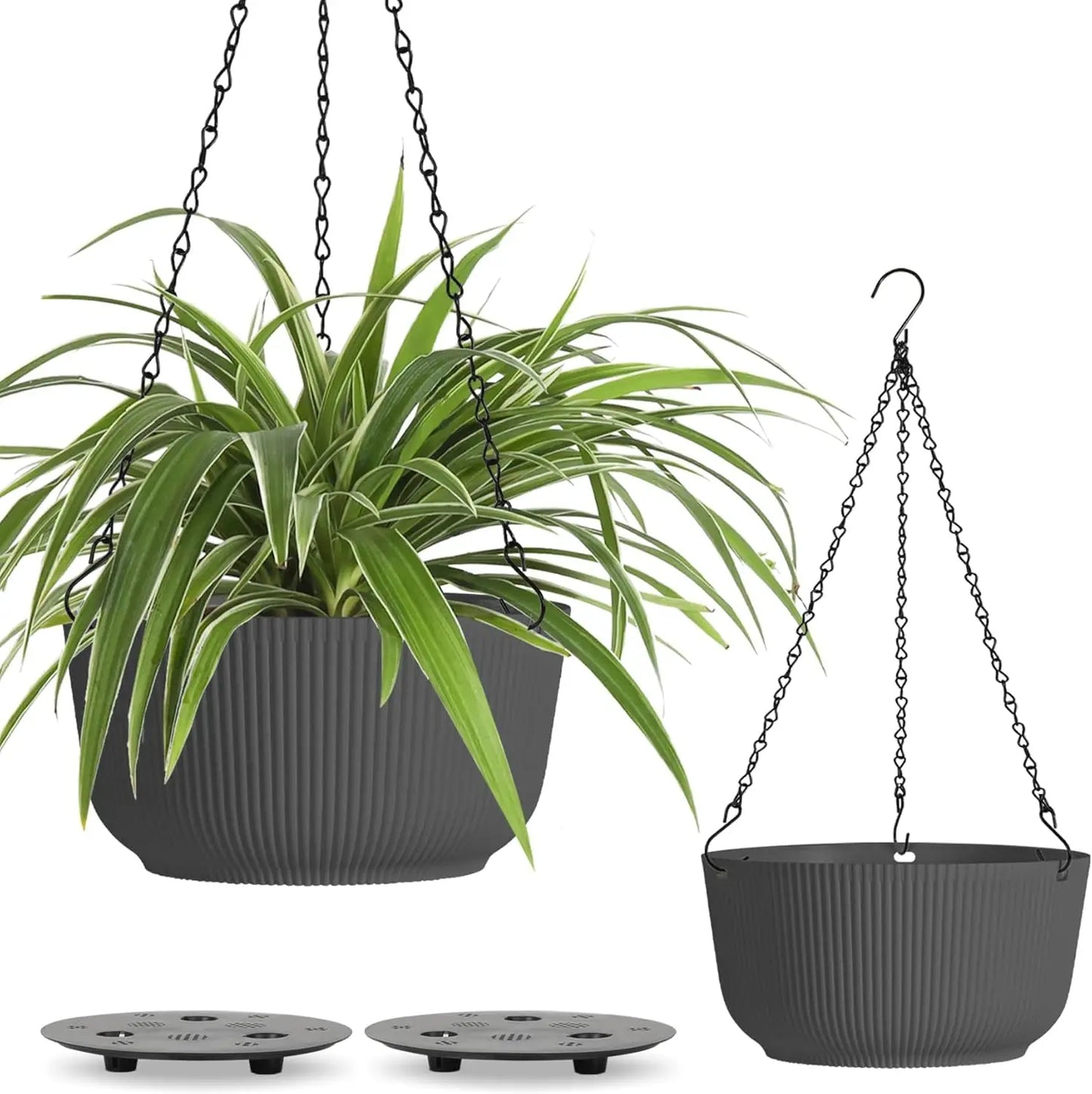 12 Inch Large Hanging Planters for Outdoor Plants, 2 Pack Self Watering Hanging Pots Indoor, Hanging Baskets for Plants