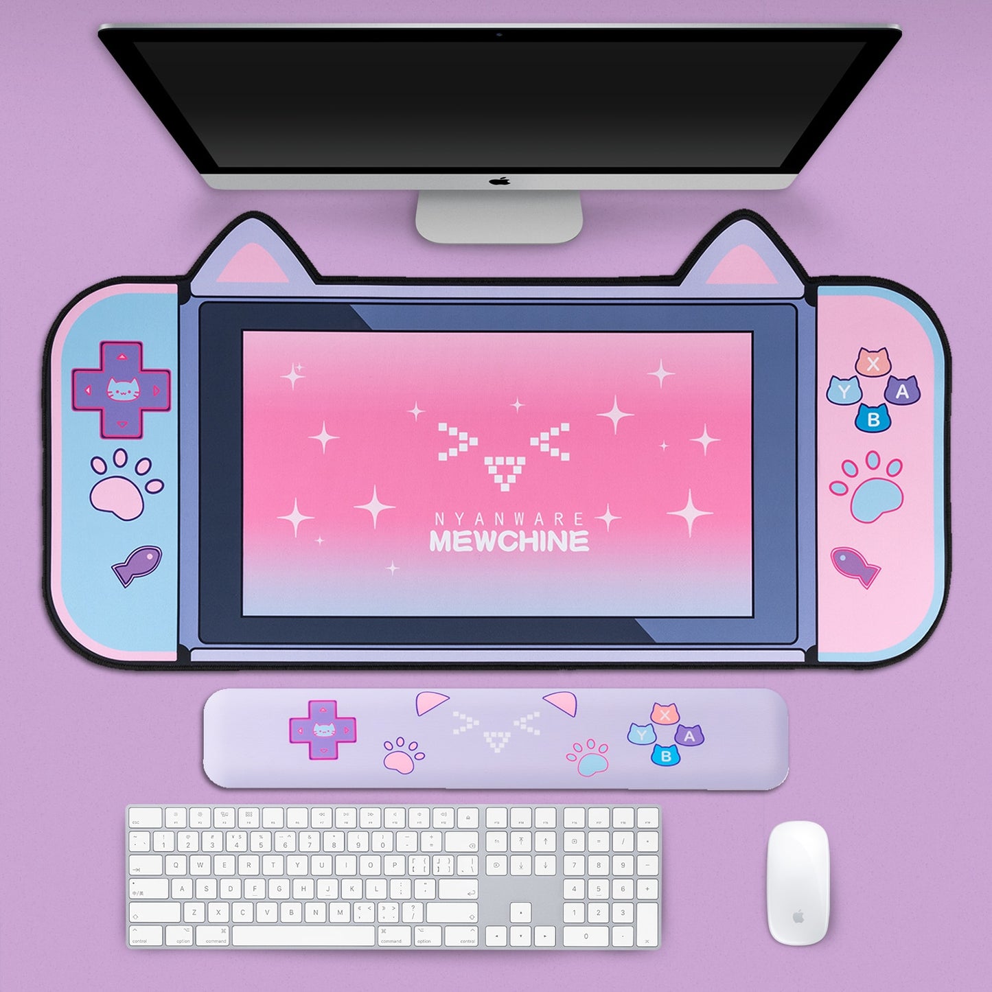 Kawaii Rabbit Trap Gaming Mouse Pad 44cm*80cm Super Cute Thickened Office Computer Big Mouse Pad Keyboard pad Wrist Rest Girl