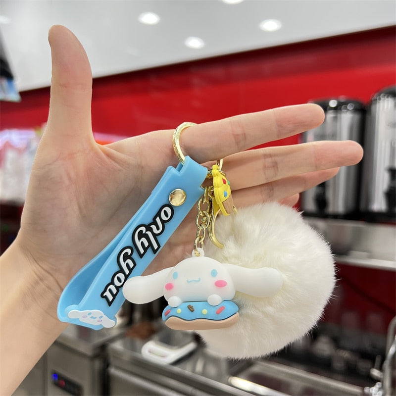 Kawaii Hello Kitty Keychain Sanrio Anime Cartoon Melody Kuromi Cinnamoroll Toys Cute Pendant Dolls Car Key Ring Girl&Child Gifts