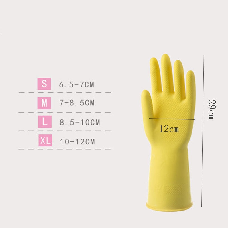 Female Waterproof Elastic Rubber Latex Dishwashing Gloves Non-slip Kitchen Durable Cleaning Housework Chores Dishwashing Tools