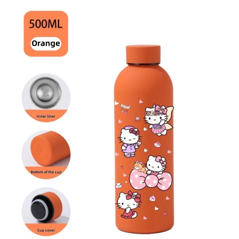 Sanrio 500 ML Thermos Mug Hello Kitty Cartoon 304 Stainless Steel Portable Water Cup Travel Water Bottle Kawaii Cups Kids Gifts
