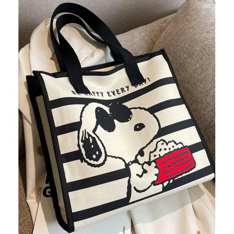Canvas Bag For Women Snoopy High Capacity Bag Fashion Anime Cartoon Handbag Versatile One Shoulder Tote Bag Present For Girls