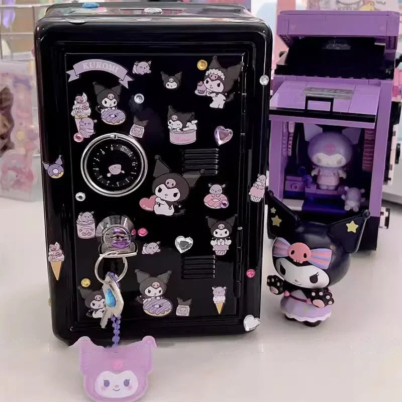 Sanrio My Melody Cinnamoroll Piggy Bank Cartoon Anime Hello Kitty Pochacco Pompom Purin Cute Mini Key Safe Deposit Children Toys