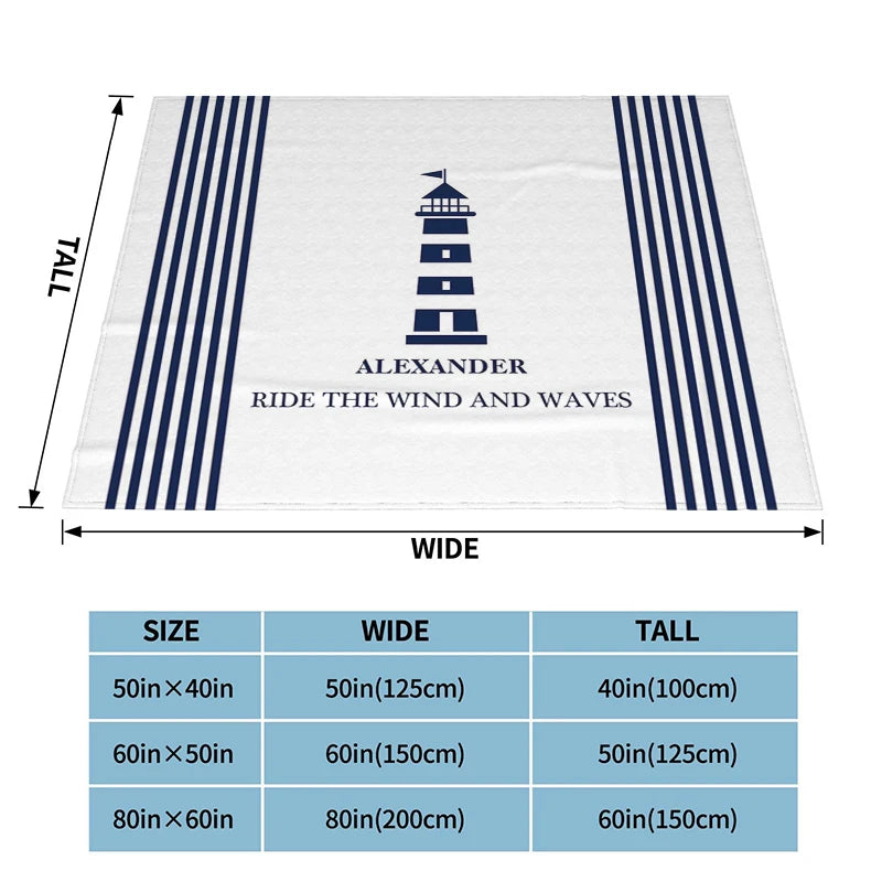 Blue Nautical Upholstery Blankets Soft Flannel Blankets Bed Blankets Breathable Thermal Bedding & Travel Blankets Customizable
