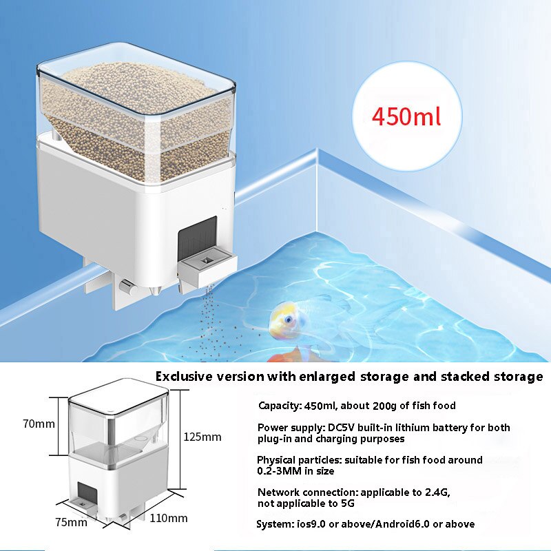 Fish Feeder Fishbowl Supplies WiFi Networking Marine Aquarium Charge Food Dispenser Automatic Feeders Aquariums & Bowls Aquatic