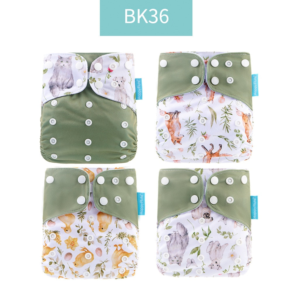 Baby Nappy 4Pcs/Set Diaper Cover Waterproof&Reusable Cloth Diaper