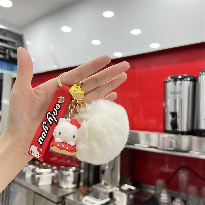 Kawaii Hello Kitty Keychain Sanrio Anime Cartoon Melody Kuromi Cinnamoroll Toys Cute Pendant Dolls Car Key Ring Girl&Child Gifts