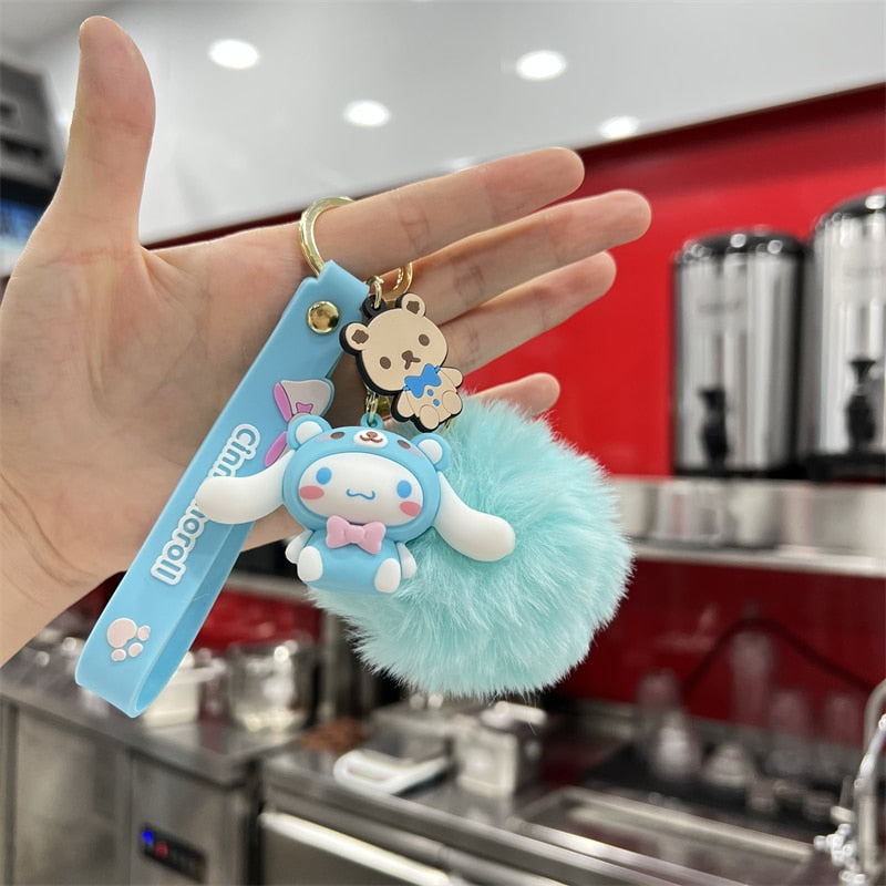 Kawaii Hello Kitty Keychain Sanrio Anime Cartoon Melody Kuromi Cinnamoroll Toys Cute Pendant Dolls Car Key Ring Girl&Child Gifts