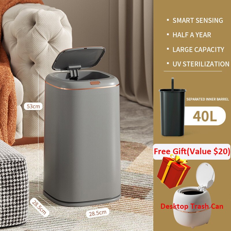 Smart Trash Can Automatic Induction Trash Bin Electric Touchless Wastebasket Kitchen Bathroom Waterproof Large Capacity Wastebin