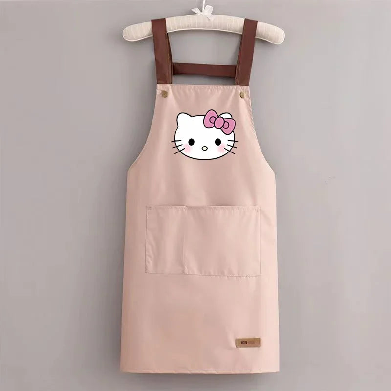 Sanrio Hello Kitty Kitchen Apron Waterproof Ladies Men Home Aprons Wipeable Oil Resistant Baking BBQ Restaurant Cafe Aprons Gift