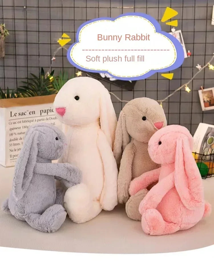 Cute Easter Rabbit Plush Toy Long Ear Bunny Stuffed Animal Soft Cotton Sleeping Mate for Boys and Girls