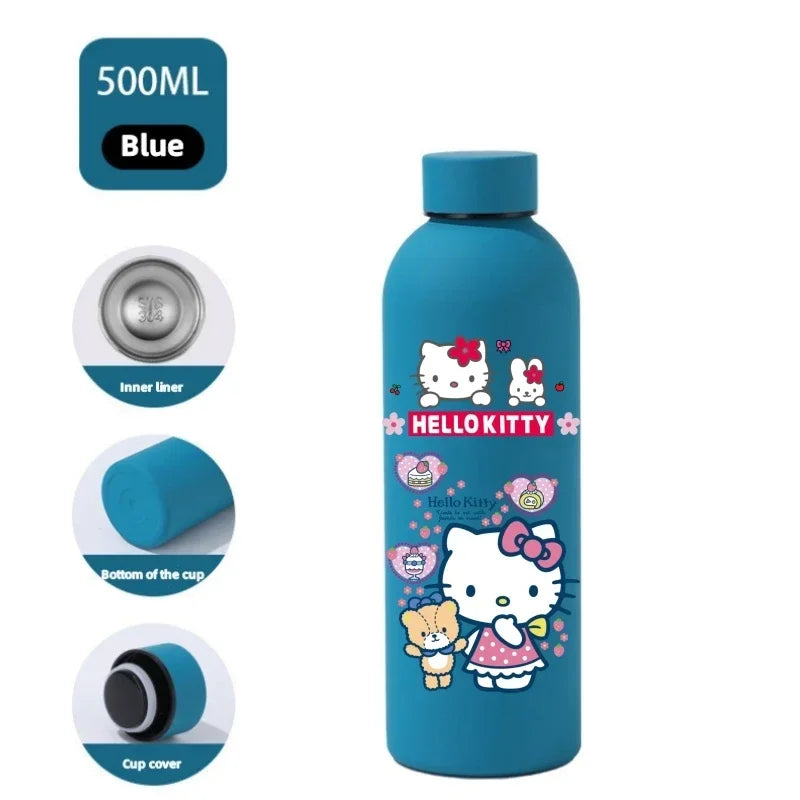 Sanrio 500 ML Thermos Mug Hello Kitty Cartoon 304 Stainless Steel Portable Water Cup Travel Water Bottle Kawaii Cups Kids Gifts