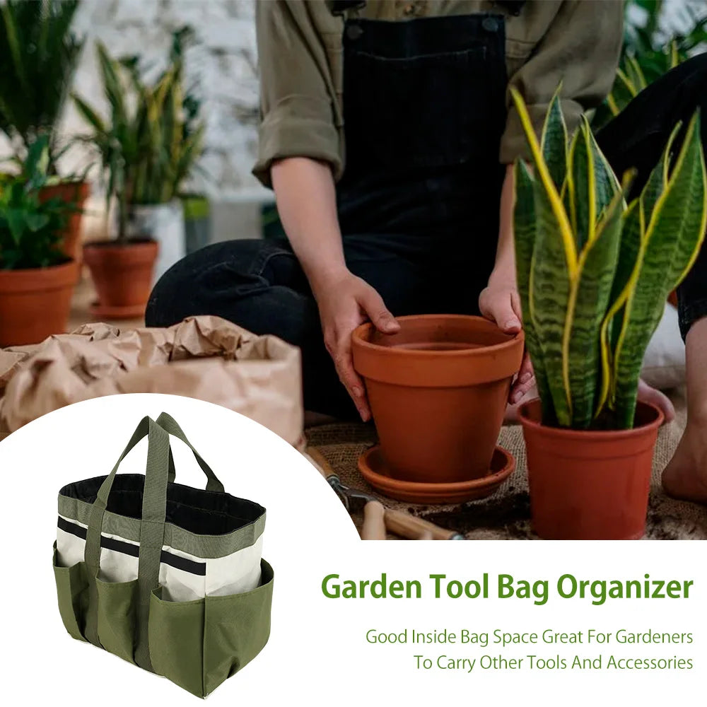 Garden Tool Storage Bag 600D Oxford Cloth Large Capacity Tool Organizer Bag with Multiple Pockets for Gardening Yard Lawn Work