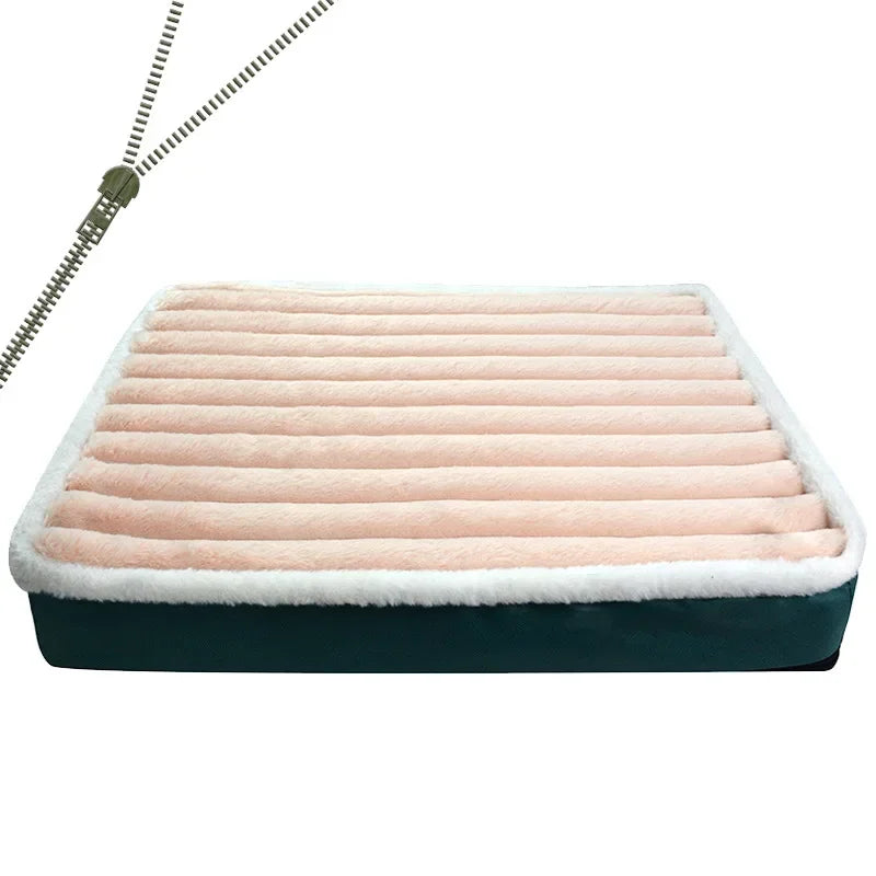 Short Plush Dog Bed with Non-slip Bottom Orthopedic Foam Dog Bed Removable Cover for Large Medium Small Dogs Machine Washable