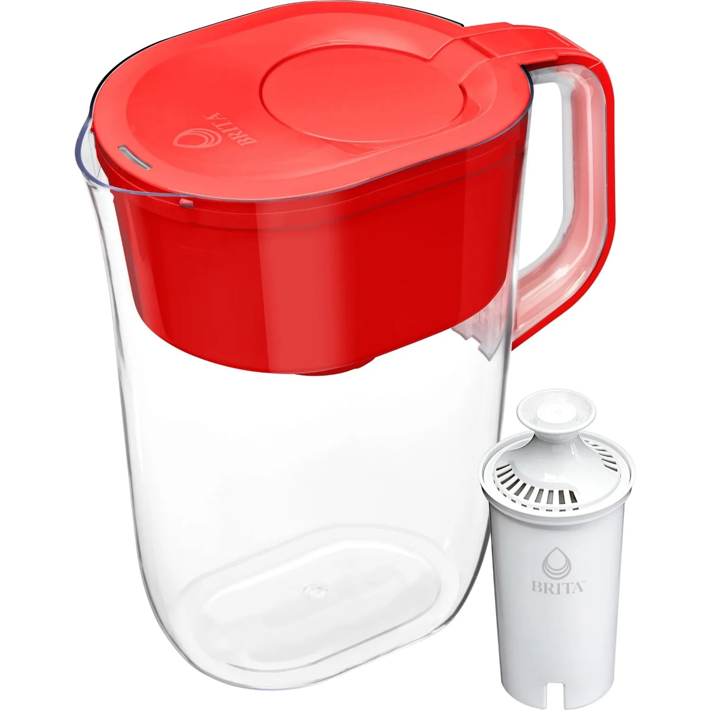 Brita Large 10 Cup Red Huron Water Filter Pitcher with 1 Standard Filter, Made Without BPA