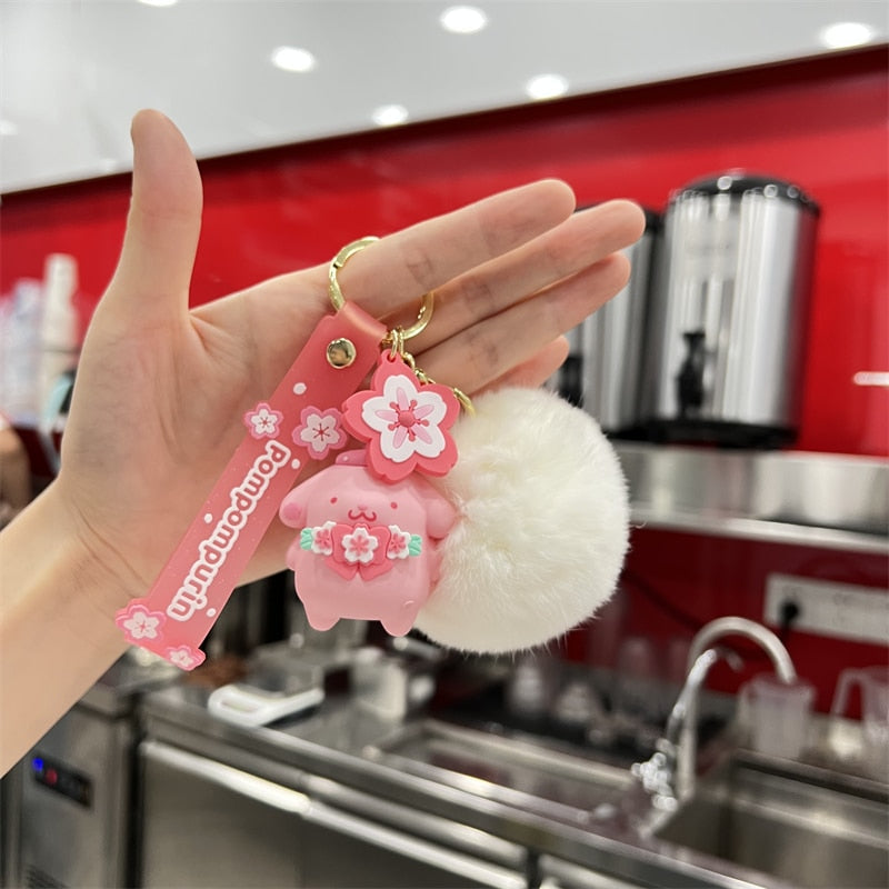 Kawaii Hello Kitty Keychain Sanrio Anime Cartoon Melody Kuromi Cinnamoroll Toys Cute Pendant Dolls Car Key Ring Girl&Child Gifts