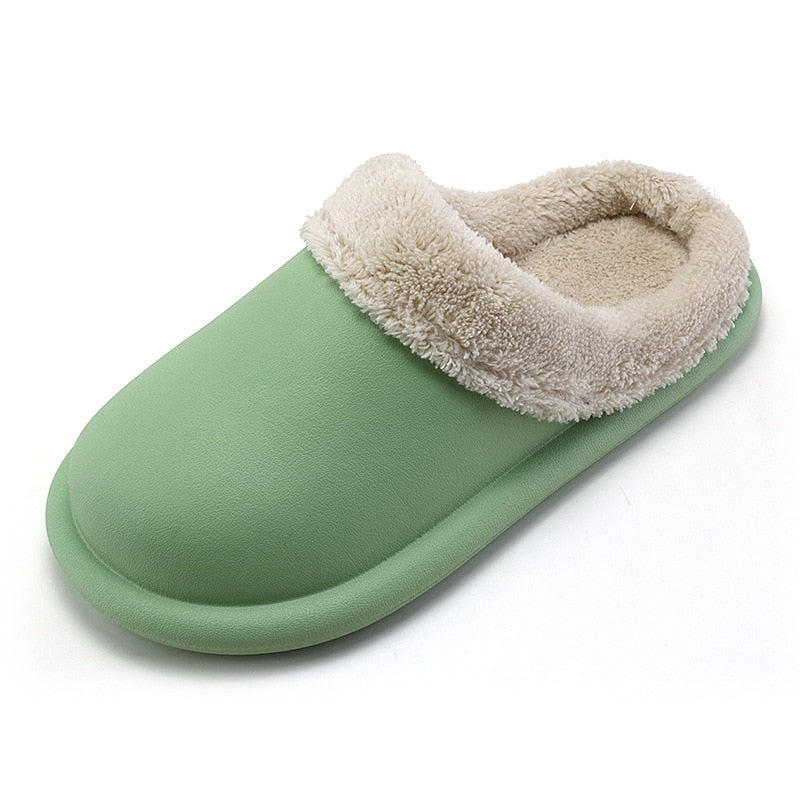 Waterproof Indoor Slippers Women Men Winter Home Floor Shoes Warm Plush Removable Insole Lovers Kitchen Working Slipper SH472