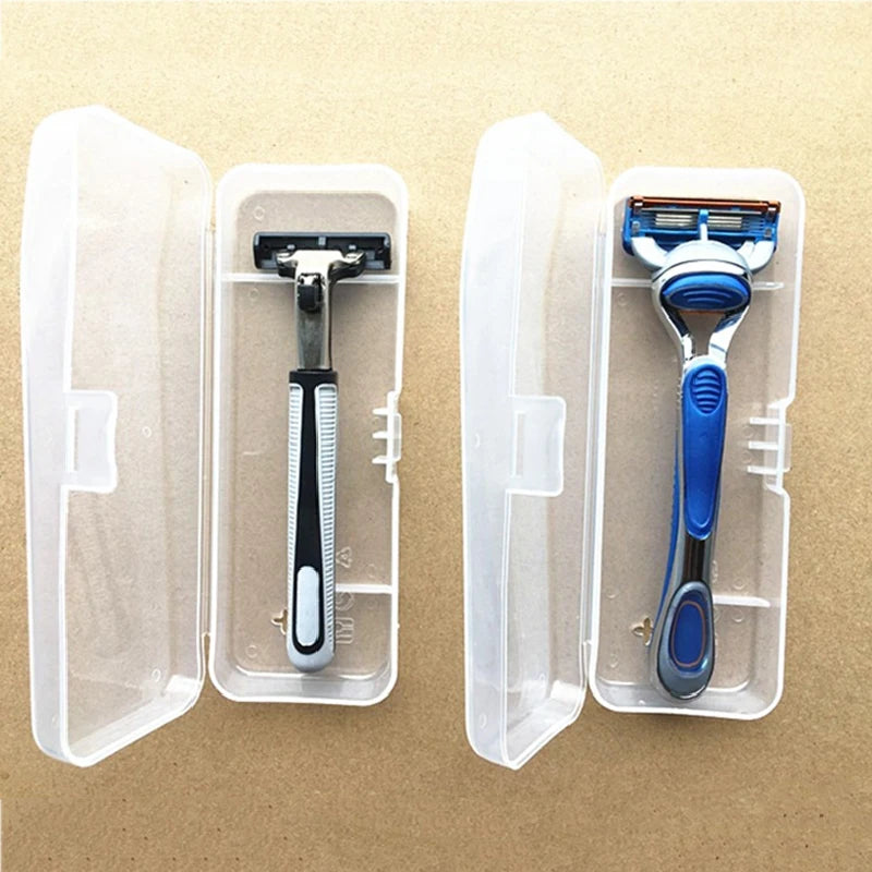 Portable Travel Men's Razor Case Shaving Machine Container Holder Shaver Box Transparent Plastic Razor Blades Storage Box