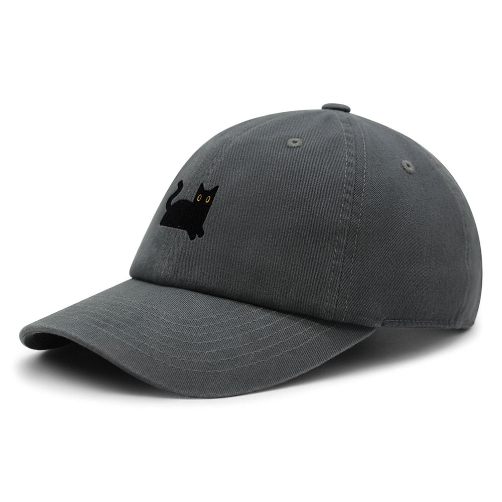 Black Cat baseball Cap Embroidery Premium Dad Hat Cat Mom Cotton Adjustable Trucker Hat