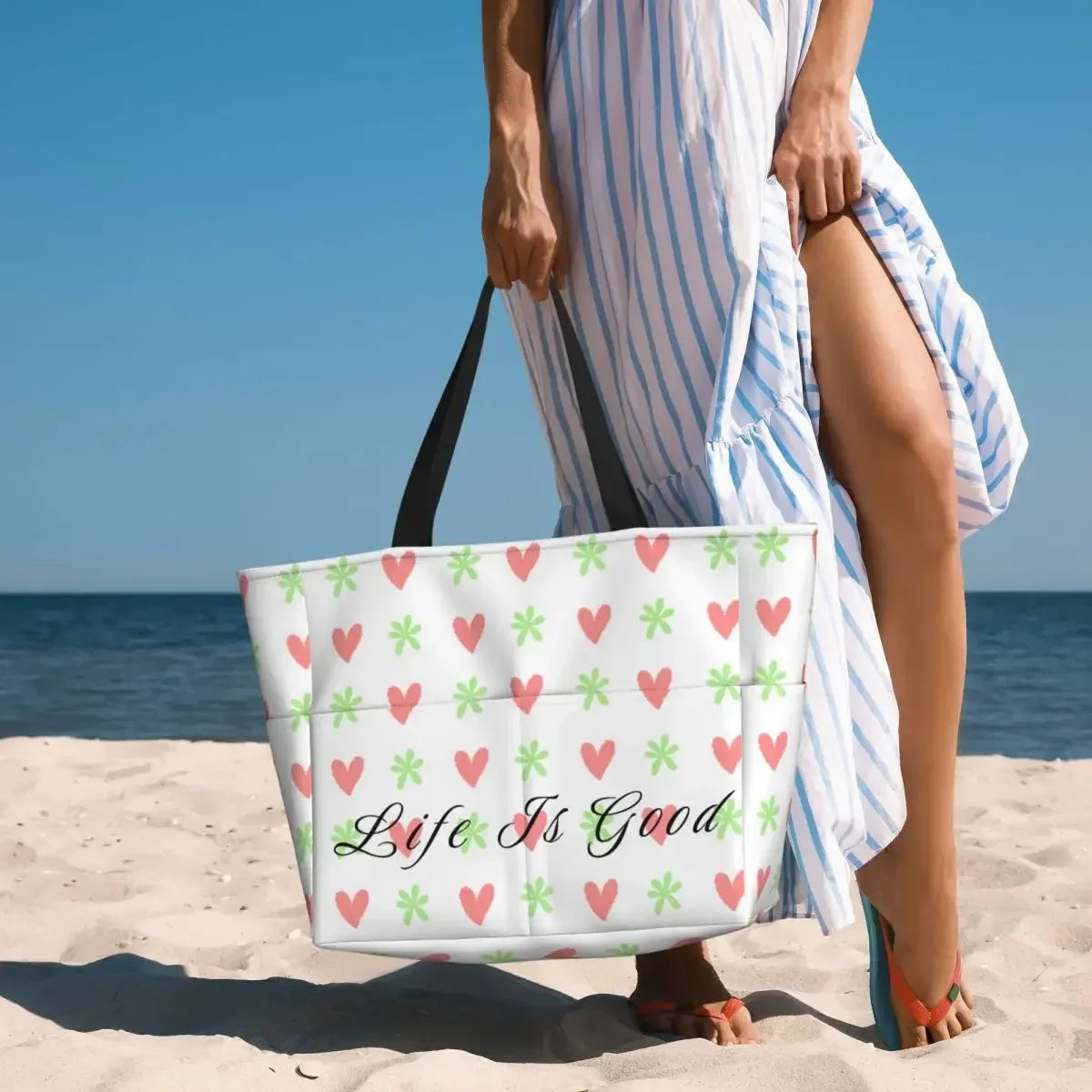 Love Life Large travel bagWaterproof Tote Beach Bag Capacity Travel Shopping bags