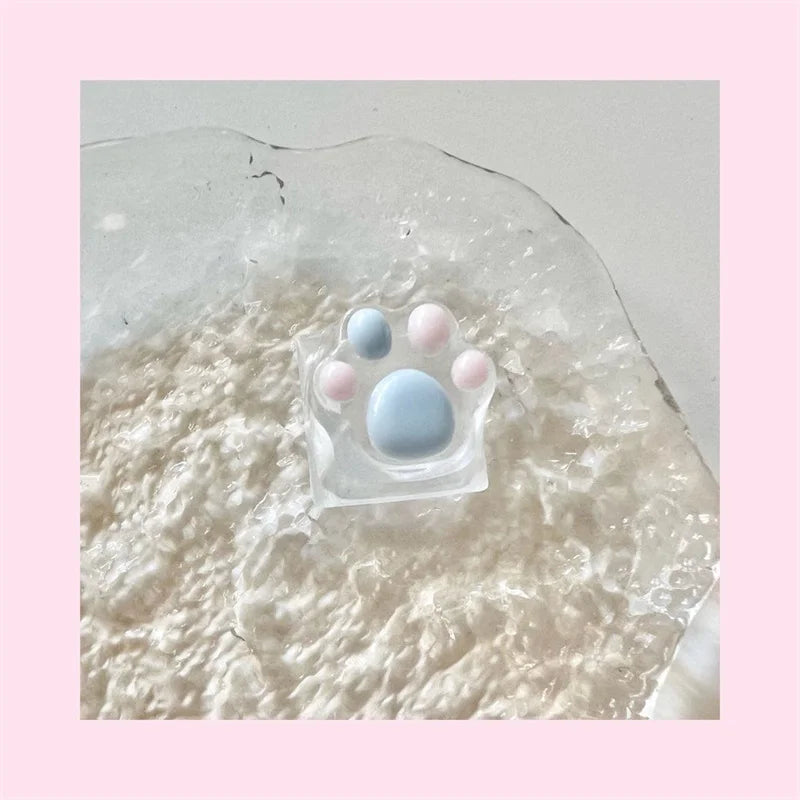 Novelty Cat Paws Pad Resin Keycaps Gaming Mechanical Keyboard Transparent Backlight RGB Cute Keycap Clear Light Through ESC WASD