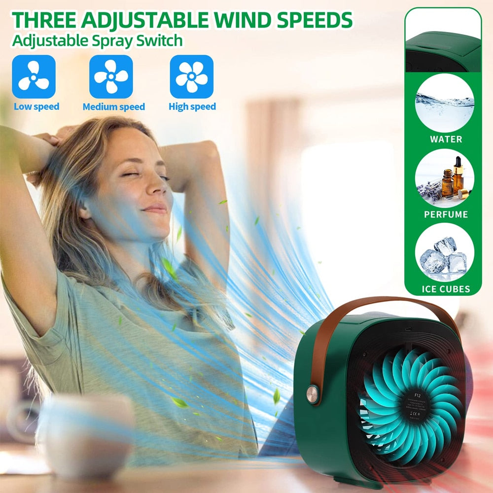 Portable Mini Air Conditioner Wireless Air Cooler USB Rechargeable Cooling Fan Portable Air Conditioner For Room Camping Cars