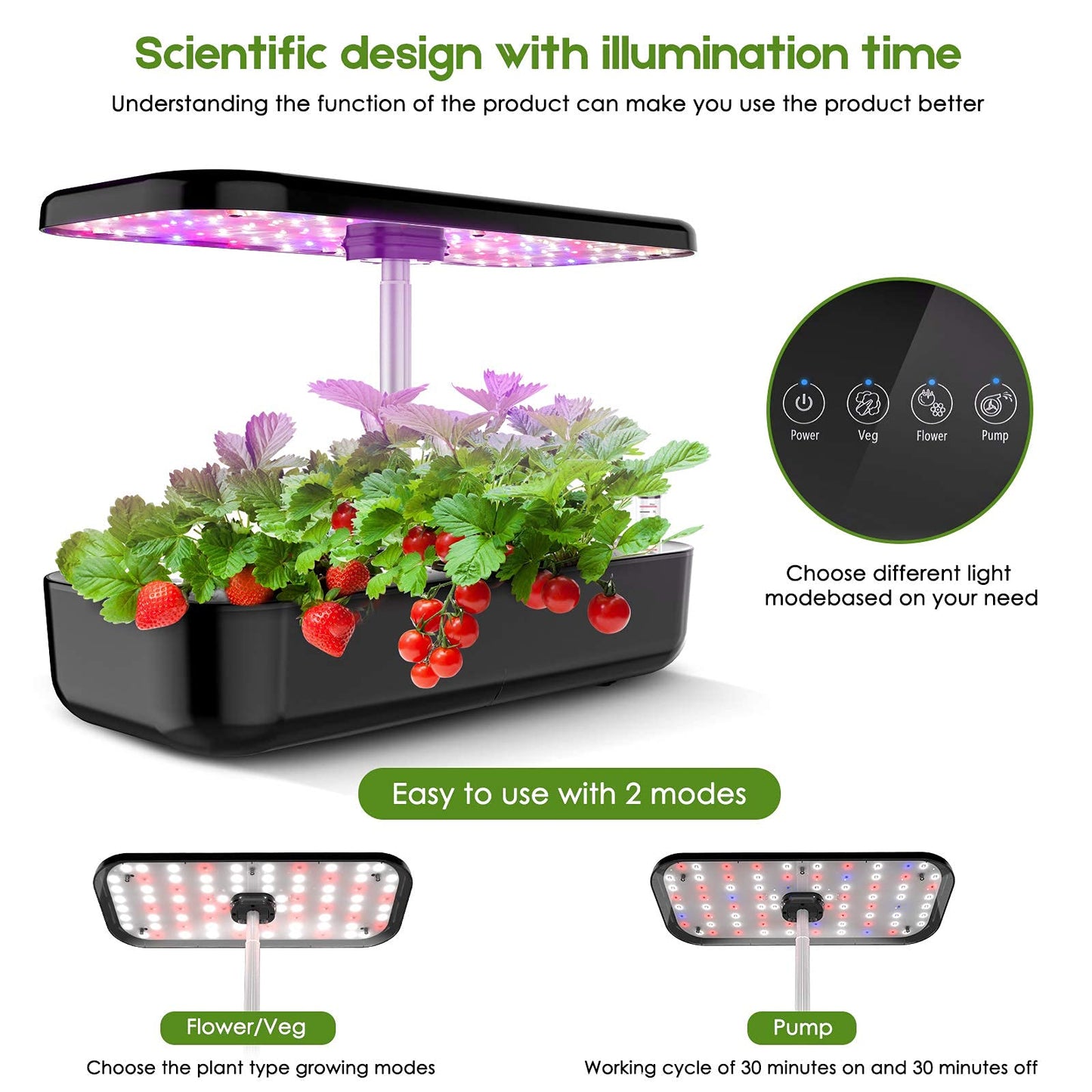 Hydroponics Growing System 12 Pods Indoor Herb Garden Starter Kit with LED Grow Light Smart Germination Kit Garden Planter