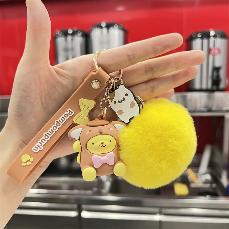 Kawaii Hello Kitty Keychain Sanrio Anime Cartoon Melody Kuromi Cinnamoroll Toys Cute Pendant Dolls Car Key Ring Girl&Child Gifts